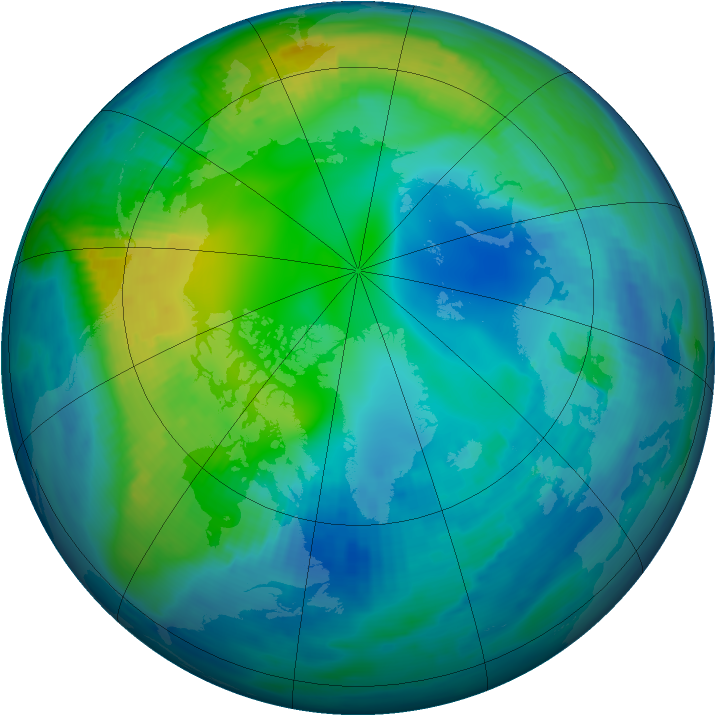 Arctic ozone map for 08 November 1996